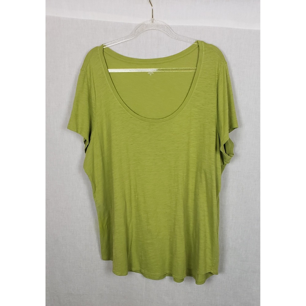 Eileen Fisher Slub Green 100% Organic Cotton Tee 2X Casual Coastal Eco Summer‎